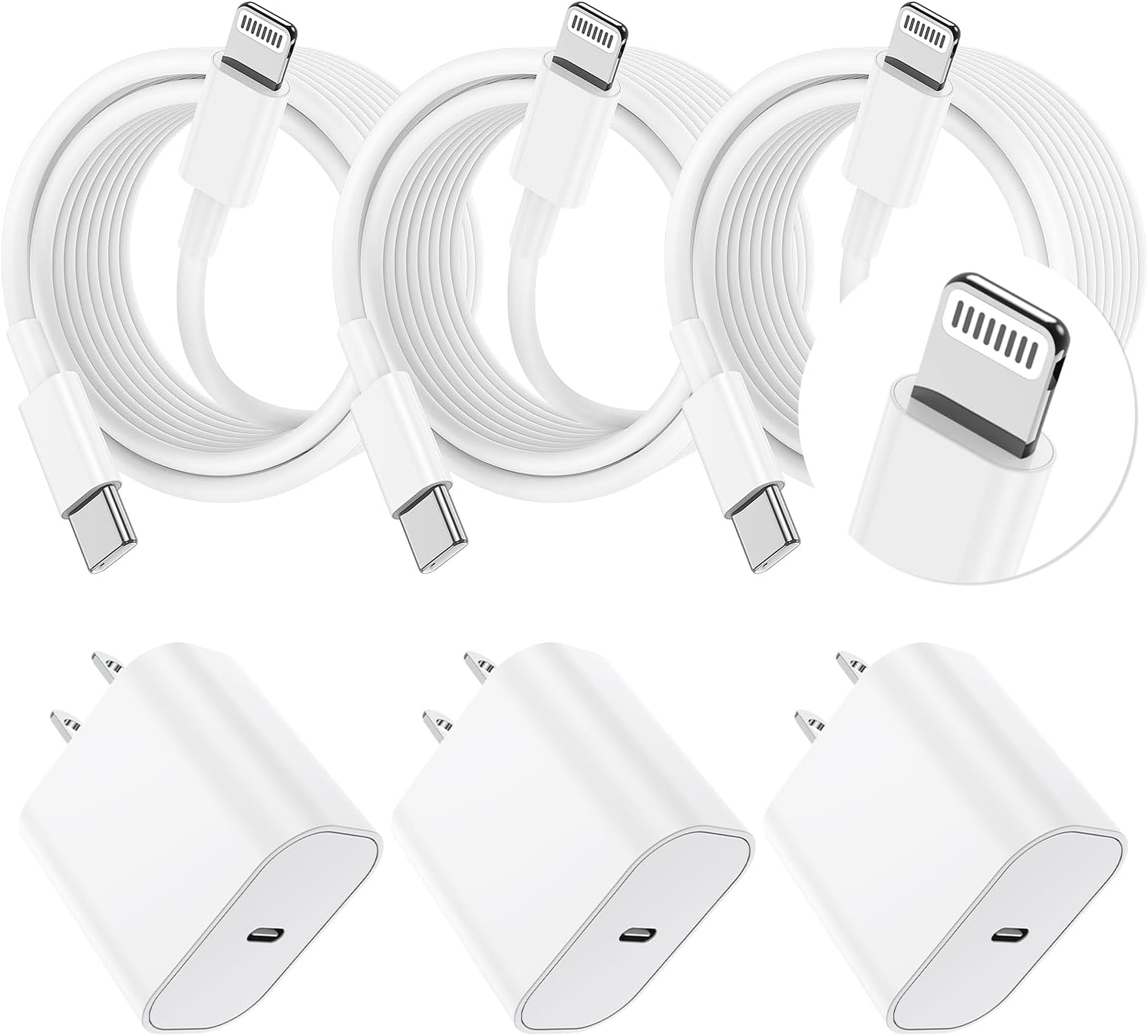 Essri i Phone Charger Fast Charging 10 FT, 3-Pack 20W PD USB C Charger Block with iPhone 14 13 Charging Cable 10 Foot, Compatible with iPhone 14 Pro/13Pro Max/12/11Pro/Mini - White